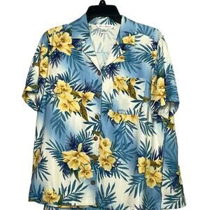 Kriss Kross Vintage Women's Tropical Floral Hawaiian Shirt 100% Silk Size 8